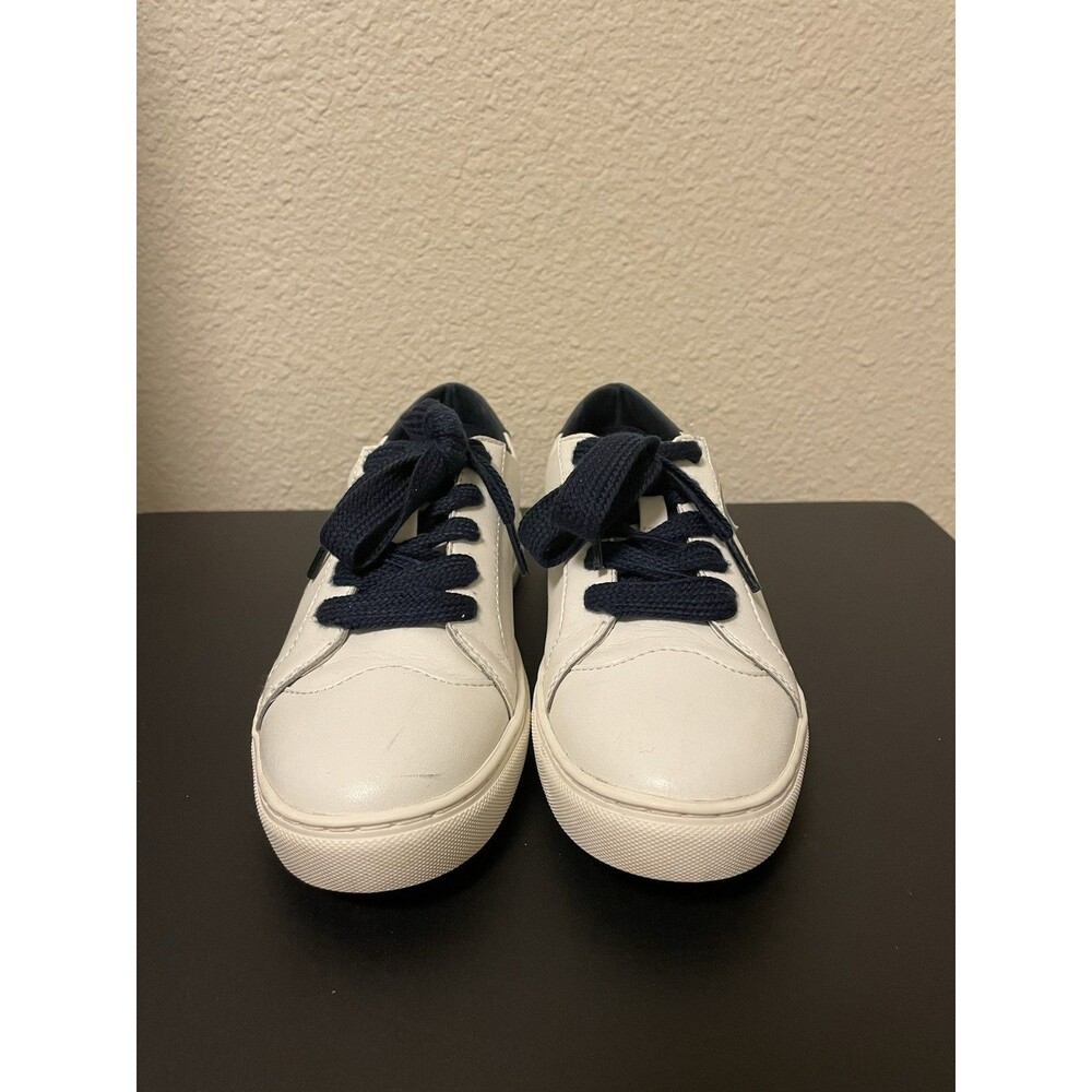 Kate Spade Fez Court Sneakers Womens 7 White Black Spade Logo Leather Low Top